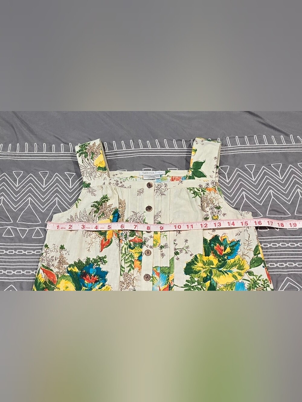 Van Heusen Studio Linen Blend Floral Tank Top Size XS - Picture 3 of 6